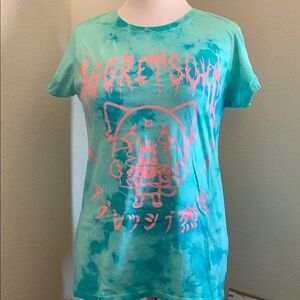 2/$15 Aggretsuko Tie-Dye T-Shirt - Blue